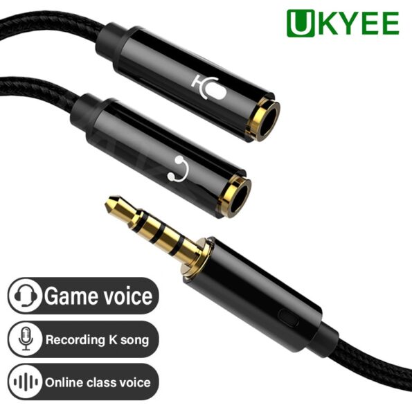 UKYEE-Cable-divisor-de-3-5mm-para-auriculares-conector-de-Audio-1-macho-a-2-hembra